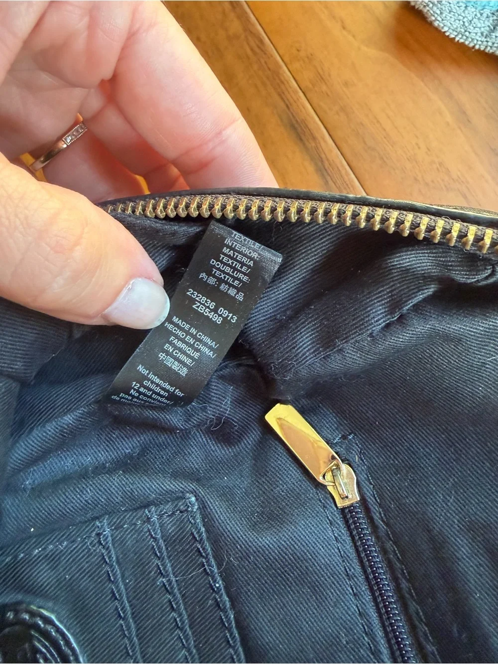 Fossil Black & Gold Colorblock Leather Satchel Bag
